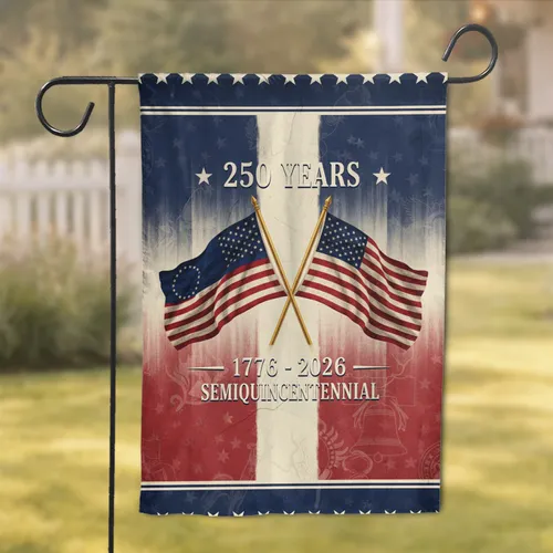 Betsy Ross 50-Star American Flags USA 250th Anniversary Semiquincentennial for Veterans Garden Flag