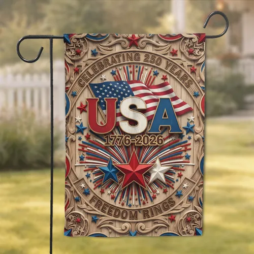 USA 1776-2026 American Flag Patriotic - 250th Anniversary Independence Day Gift for Veterans Garden Flag