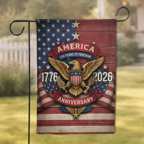 Bald Eagle American Flag 1776-2026 - USA 250th Anniversary Independence Day Gift for Fathers Garden Flag