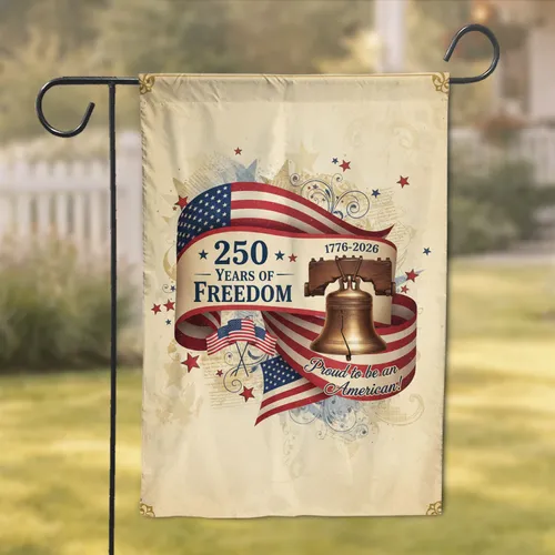 Patriotic Ribbon Banner Liberty Bell 1776-2026 - USA 250 Years of Freedom Independence Day Gift Garden Flag