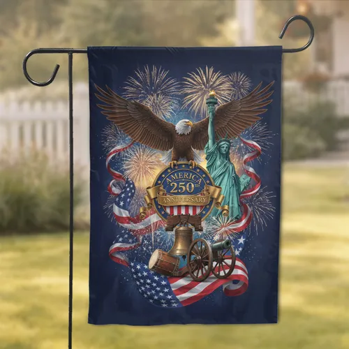 Bald Eagle American Flag 250th Anniversary Independence Day Historical Gift for Veterans Garden Flag