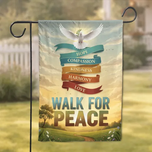 White Dove Olive Branch Walk for Peace - Peace Advocate Home Decor Gift Garden Flag