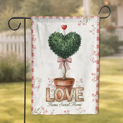 Heart Topiary LOVE Home Sweet Home - Home Decor Gift Garden Flag