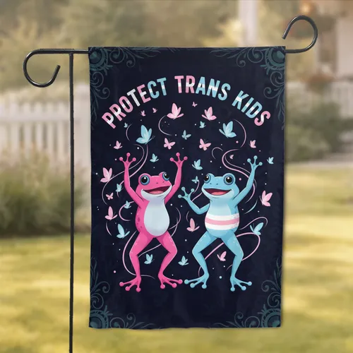 Protect Trans Kids Dancing Frogs Transgender Pride - Pride Celebration Gift Garden Flag