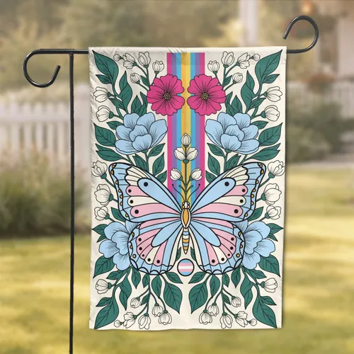 Butterfly Rainbow Transgender Colors - Pride Celebration Gift Garden Flag
