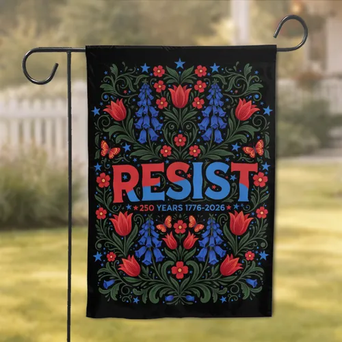 Resist Botanical Stars Butterflies 1776-2026 - USA 250th Anniversary Commemoration Garden Flag