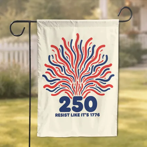 Resist Like It's 1776 Red Blue Wavy Lines 250th Anniversary Freedom Celebration Garden Flag