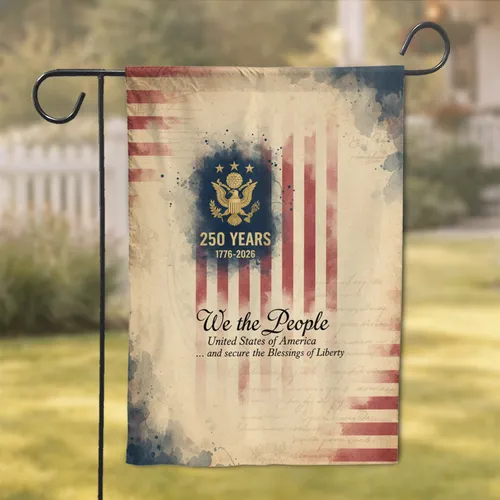 Bald Eagle American Flag We the People - 250th Anniversary Independence Day Garden Flag