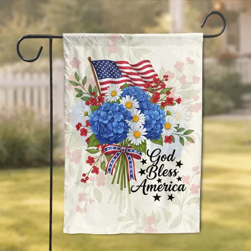 God Bless America Flag Bouquet - Independence Day Patriotic Home Decor Gift Garden Flag