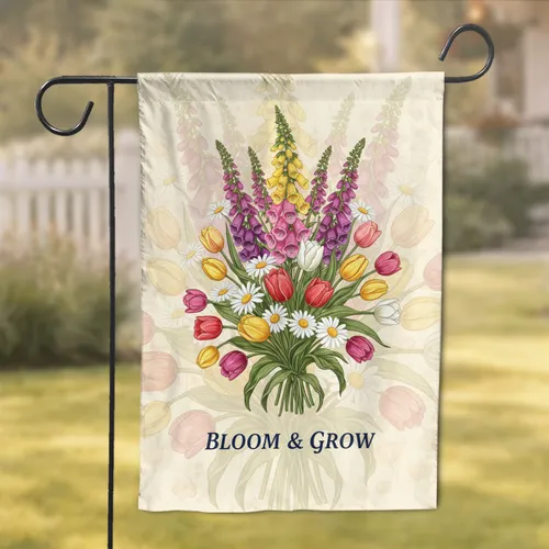 Foxglove Tulips Daisy Floral Bloom & Grow - Garden Lover Home Decor Gift Garden Flag