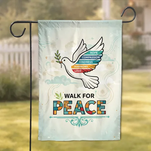 White Dove Olive Branch Walk For Peace Hope Love - Spiritual Home Decor Gift Garden Flag