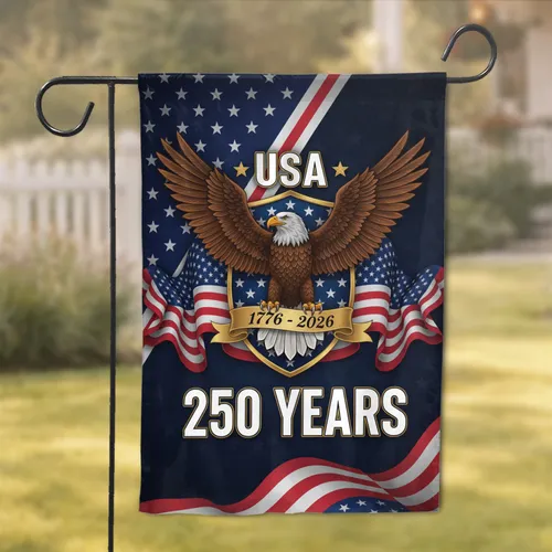 Bald Eagle American Flag USA 1776-2026 - 250th Anniversary Independence Day Gift for Dad Garden Flag