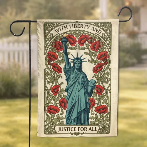 Statue of Liberty Liberty and Justice Poppy Floral Patriotic Home Decor Garden Flag
