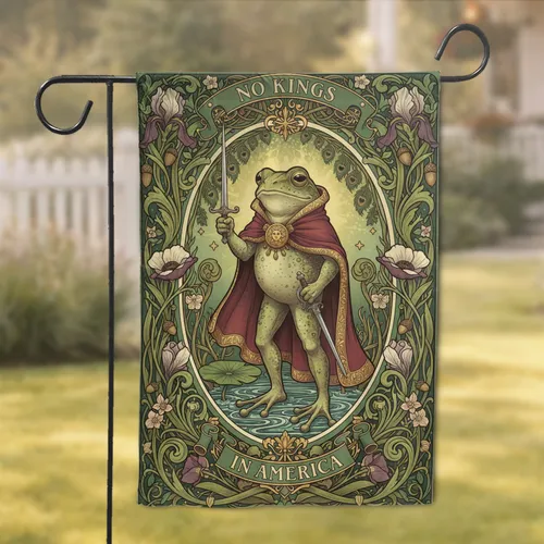 Revolutionary Frog 'NO KINGS IN AMERICA' - USA 250th Independence Day for History Lovers Garden Flag
