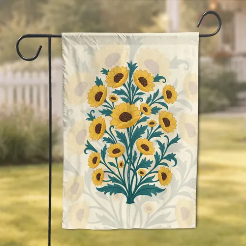 Fuck Trump Yellow Flowers Teal Leaves - Political Protest Anti Trump Supporter Gift Garden Flag