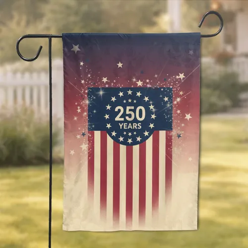 American Flag 250 Years Patriotic Emblem - 250th Anniversary Independence Day Celebration Garden Flag
