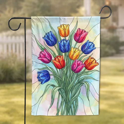 Full Bloom Tulip Bouquet Spring Home Decor Gift for Flower Lover Garden Flag