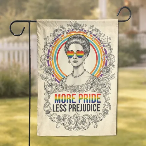 Pride Prejudice Woman Heart Sunglasses - LGBTQ+ Ally Celebration Gift Garden Flag