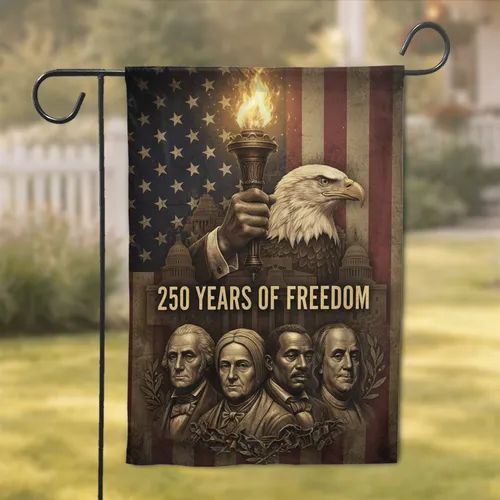 Bald Eagle American Flag Torch Figures - USA 250 Years Freedom Independence Day Garden Flag