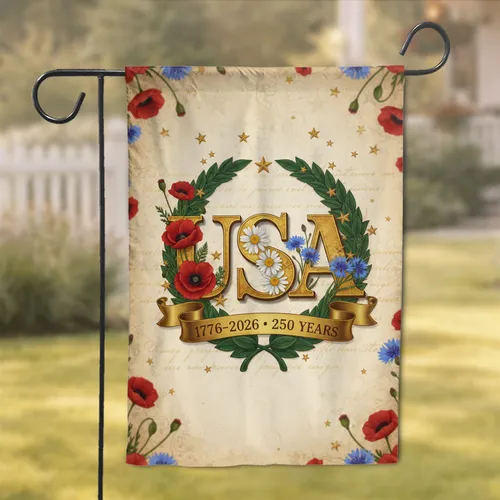 USA Flowers Laurel Wreath 250th Anniversary Gift for Veterans Garden Flag
