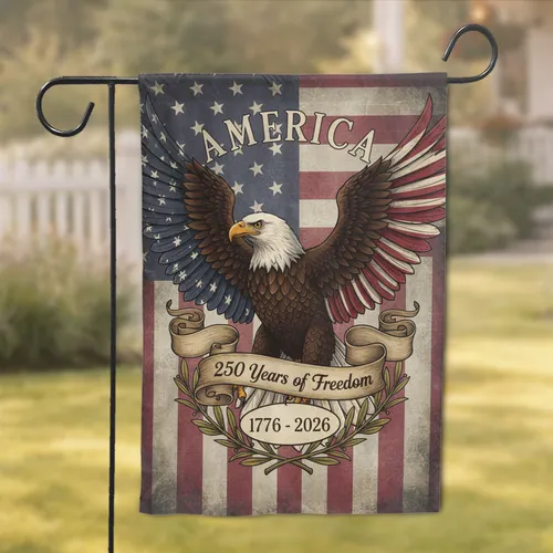 Bald Eagle American Flag 1776-2026 - USA 250th Anniversary Independence Day Gift for Veterans Garden Flag