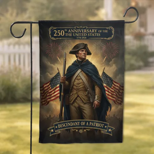 Continental Soldier 1776 American Flag - USA 250th Anniversary Descendant Garden Flag