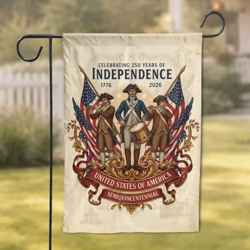 Revolutionary War Musicians 1776-2026 - USA 250th Anniversary Independence Day Garden Flag