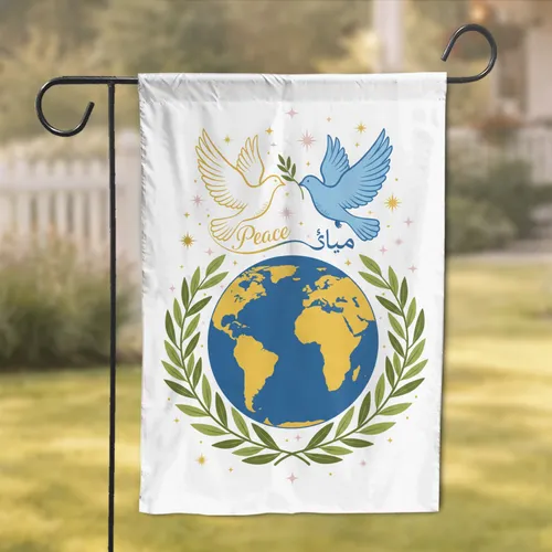 Peace Doves Earth Globe Olive Branch Home Decor Gift Garden Flag