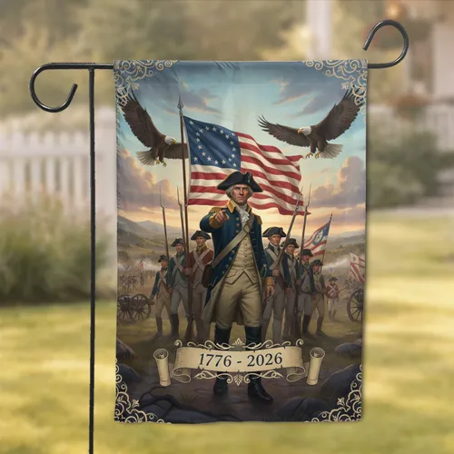 George Washington American Flag 1776-2026 - USA 250th Anniversary Independence Day Garden Flag