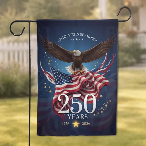 Bald Eagle American Flag 1776-2026 - 250th Anniversary Independence Day Gift for Veterans Garden Flag