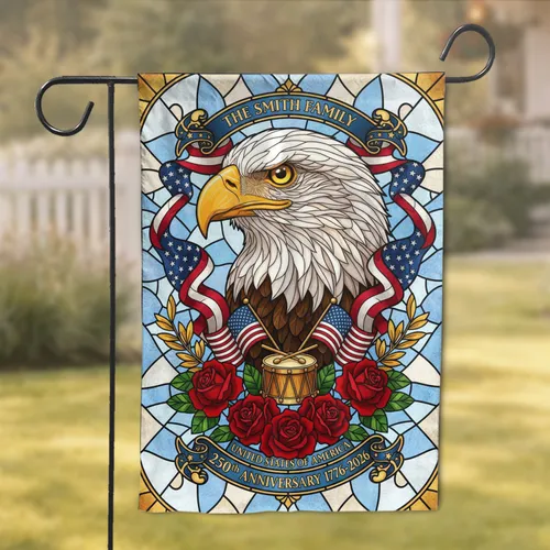Bald Eagle American Flag USA 250th Anniversary 1776-2026 - Independence Day Gift Custom Name Garden Flag