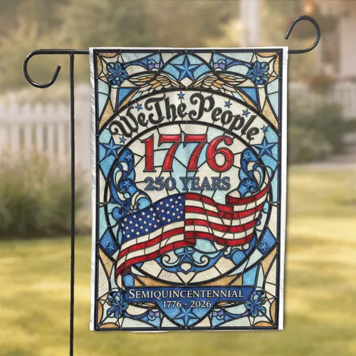 We The People 1776 American Flag Ribbon - USA 250th Anniversary Commemorative Garden Flag