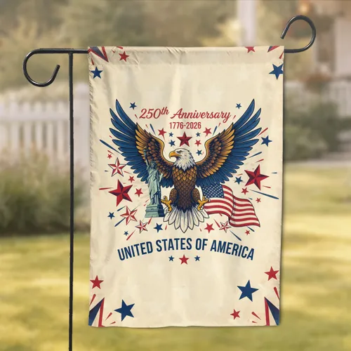 Bald Eagle American Flag Liberty Statue 250th Anniversary 1776-2026 Garden Flag