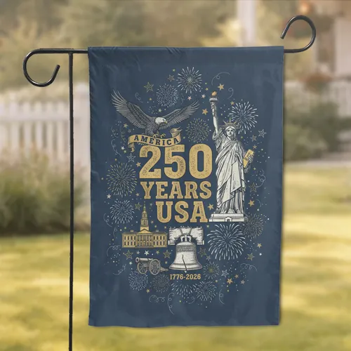Bald Eagle Statue of Liberty USA 250 Years 1776-2026 Independence Day Garden Flag