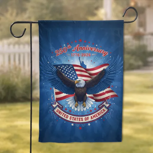 Bald Eagle American Flag 250th Anniversary - Independence Day Gift for Veterans Garden Flag