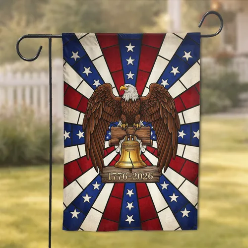 Bald Eagle Liberty Bell 1776-2026 - USA 250th Anniversary Independence Day Gift for Veterans Garden Flag