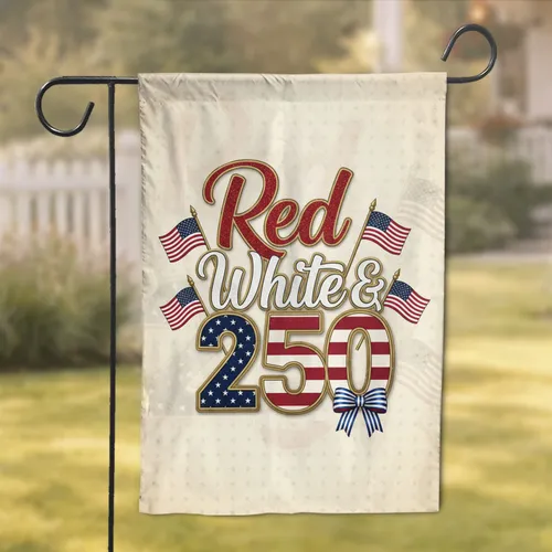 Red White & 250 American Flag Bow - USA 250th Anniversary Independence Day Gift Garden Flag