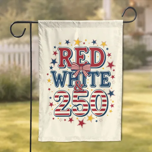 Red White 250 Stars Patriotic 250th Anniversary Independence Day Event Garden Flag