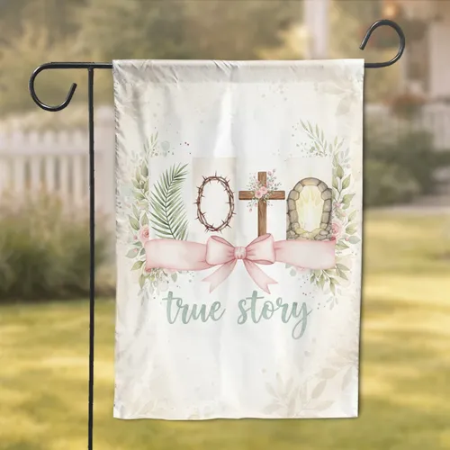 Palm Fronds Crown Cross Tomb True Story - Easter Holiday Home Decor Gift Garden Flag