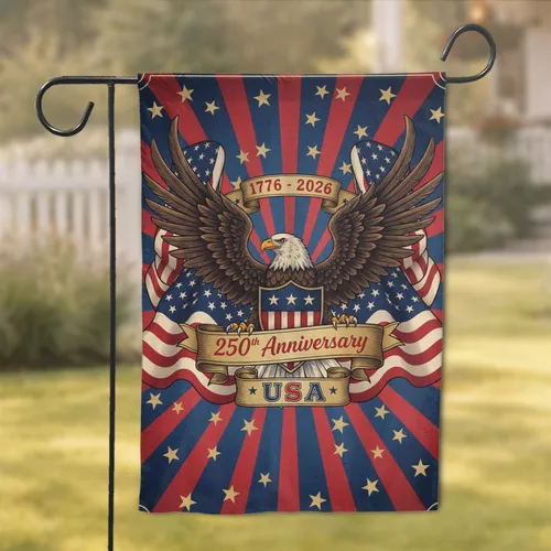 Bald Eagle American Flag USA 250th Anniversary 1776-2026 Independence Day Gift for Veterans Garden Flag