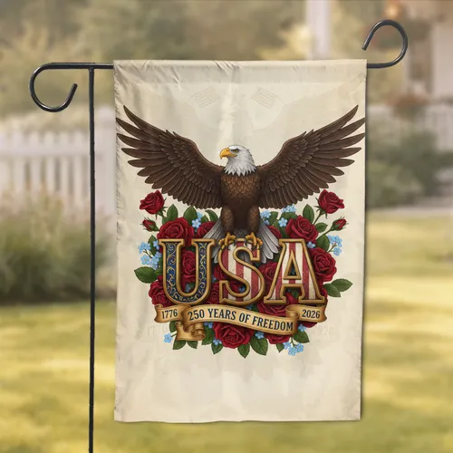 Bald Eagle American Flag USA 250th Anniversary 1776-2026 - Independence Day Gift Garden Flag