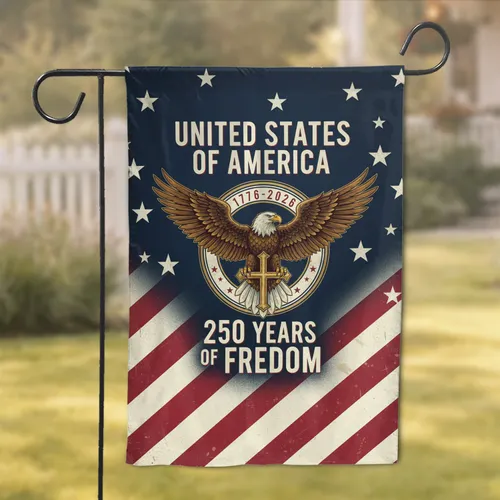 Bald Eagle American Flag 1776-2026 - 250 Years of Freedom USA Independence Day Gift for Veterans Garden Flag