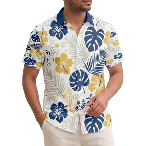 Tropical Floral Foliage Monstera Palm Hibiscus Flowers - Home Decor Living Space Gift Hawaiian Shirt