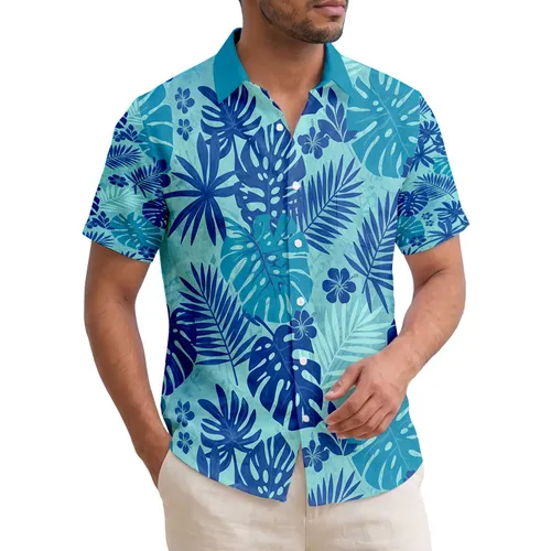 Edge-to-Edge Tropical Palm Monstera Jungle Foliage - Travel Essentials Home Decor Gift Hawaiian Shirt
