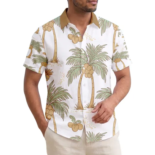 Coconut Palm Trees Coconuts Tropical Palm Leaves Island Scene - Island Living Home Decor Gift Hawaiian Shirt