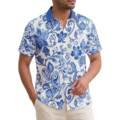 Paisley Tropical Blossoms Swirling Leaves Vines - Everyday Style Gift Hawaiian Shirt