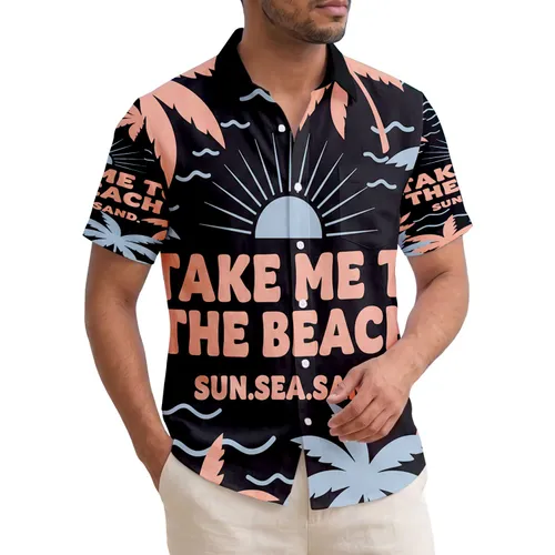 Take Me To The Beach Rising Sun Palm Waves - Summer Vacation Beach Lover Gift Hawaiian Shirt