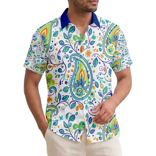Continuous Teardrop Paisley Multi-Color Eye Swirling Vines Leaves - Home Decor Gift Hawaiian Shirt