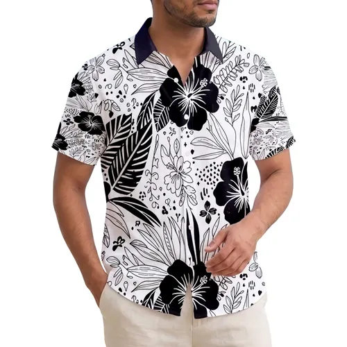 Hibiscus Palm Frond Botanical Leaves Branches - Home Decor Gift for Tropical Lover Hawaiian Shirt