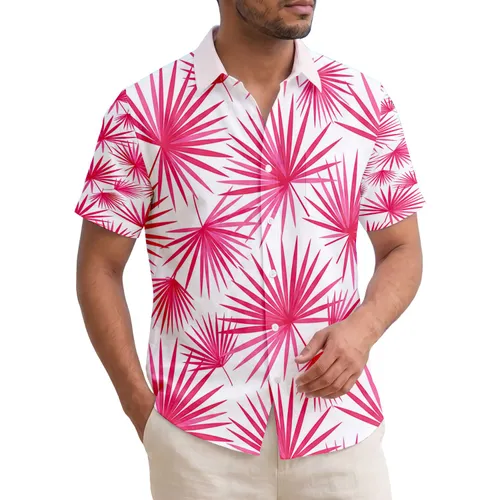Radiating Fanned Palm Fronds Tropical Leaves - Summer Vacation Home Decor Gift Hawaiian Shirt
